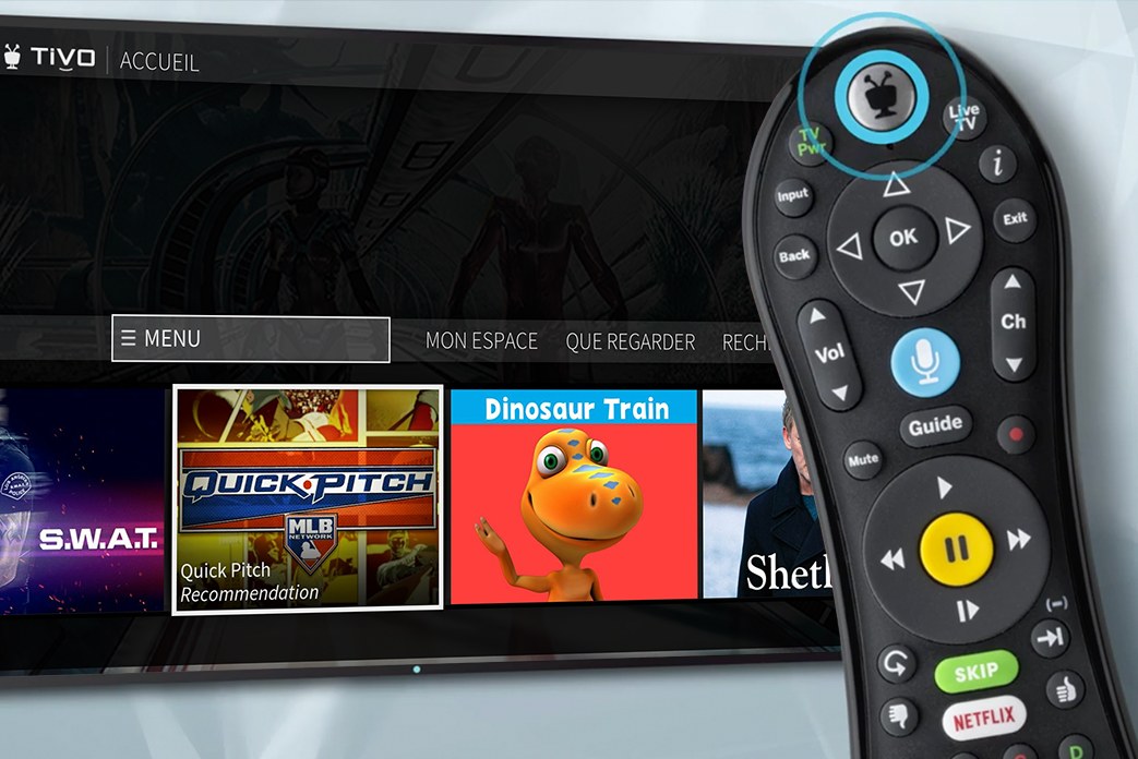 Image of a TV screen with TiVo remote in the foreground