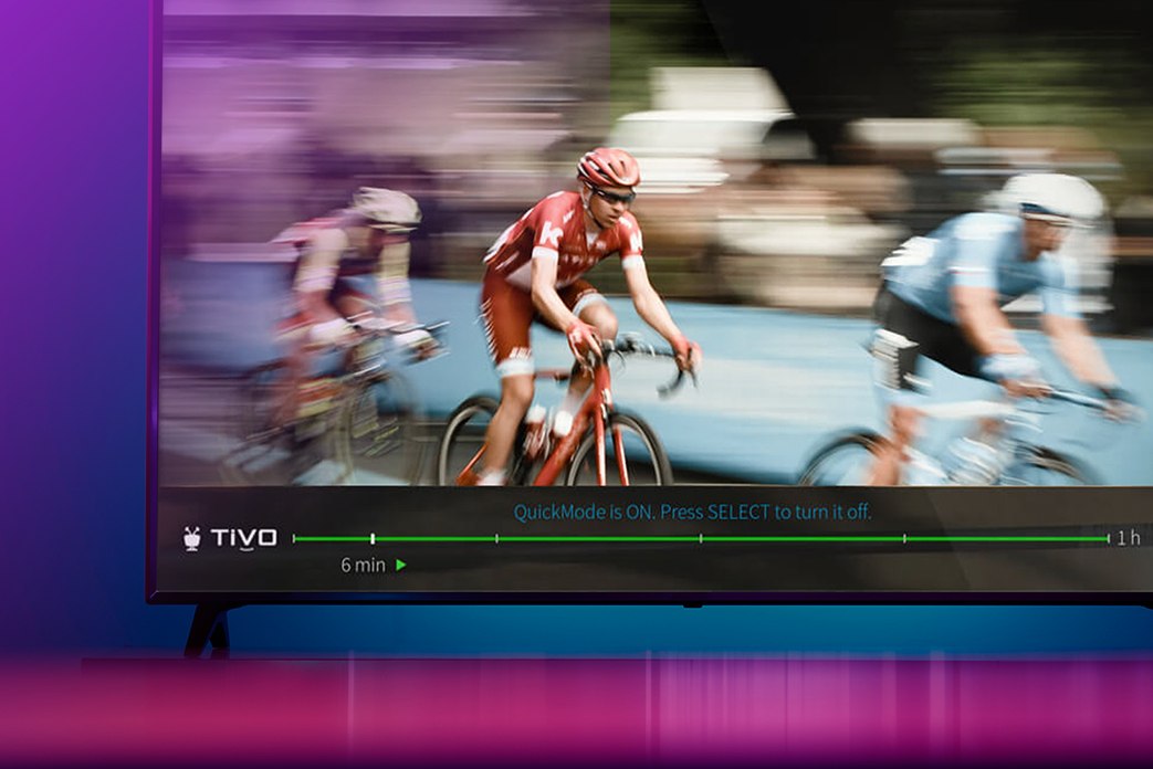 Image of a TV screen blurred by QuickMode being active