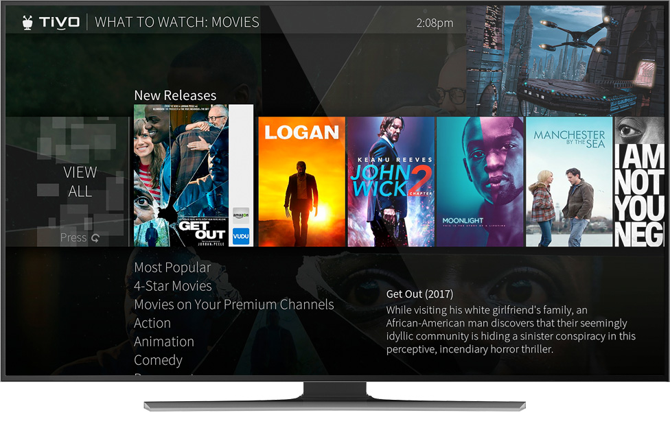 screenshot of what to watch menu