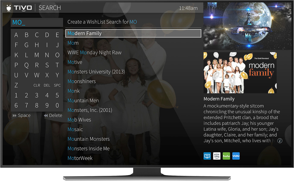 tv showing search wishlist