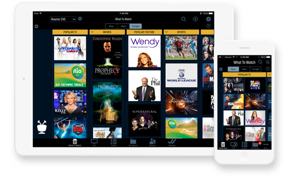ipad and iphone running tivo app