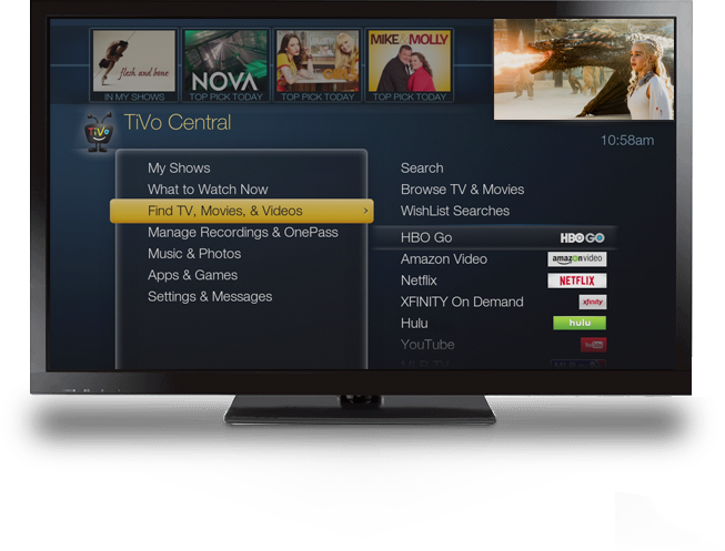 TV showing TiVo Central