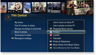 screenshot select pandora app